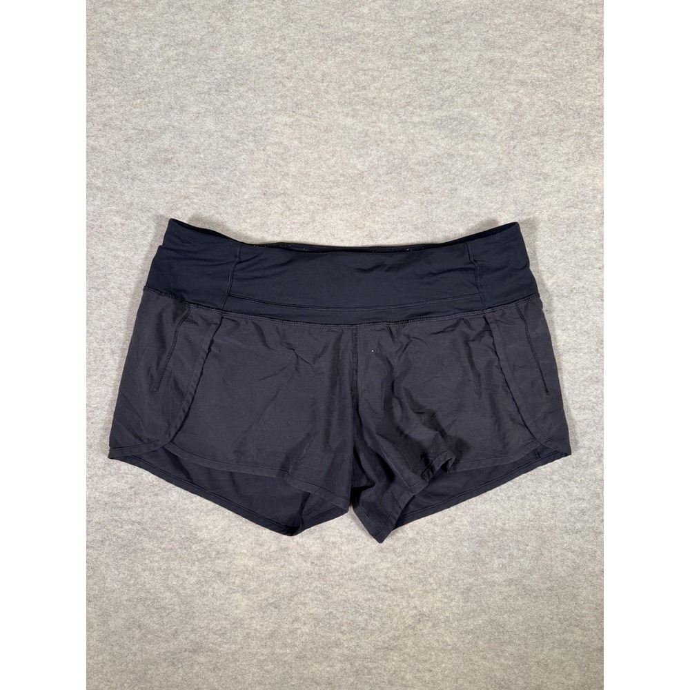 Lululemon Running Shorts Womens 4 Black Lined Zip Pocket Foldover 2.5 In Run